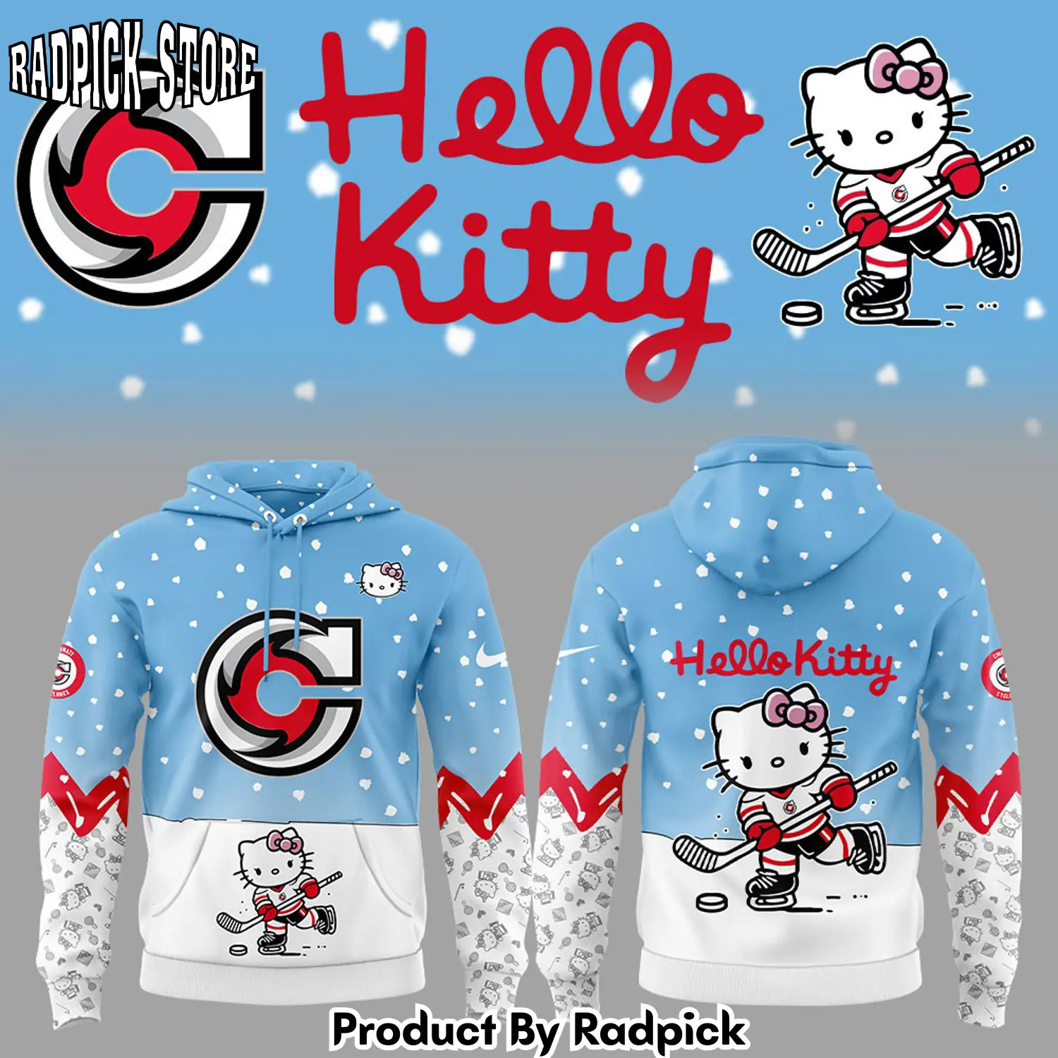 Cincinnati cyclones x hello kitty hoodie joggers hoodie and long pants set v2 rp291863